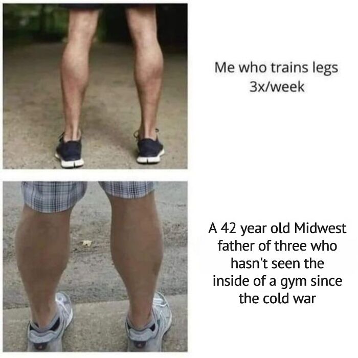 Comparison of two calf photos, highlighting Midwest lifestyle humor.