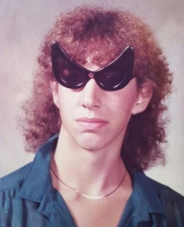 “My 1981 High School Yearbook Photo With Perm And Spiderman Glasses.”