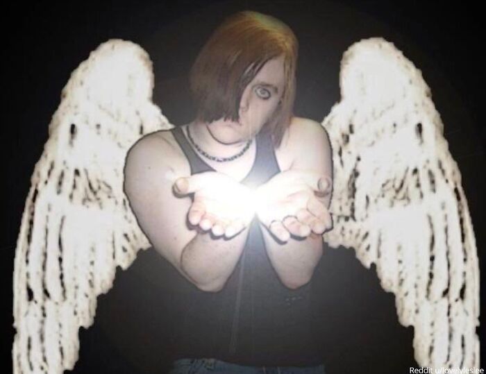 "My Husband’s High School Goth/Emo/Photoshop Phase Is An Untapped Goldmine."⁠