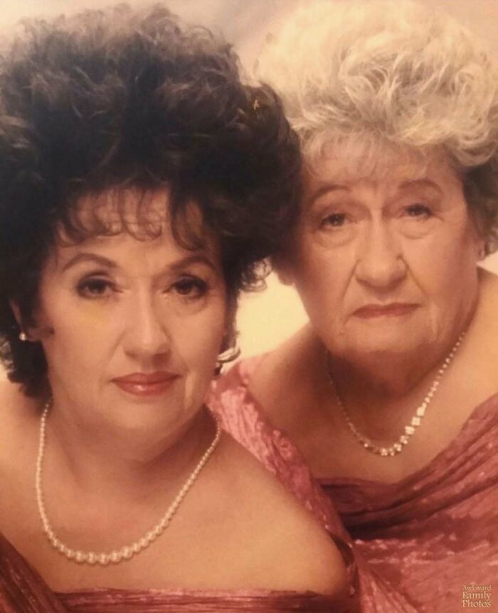 “My Grandmother And Great Grandmother Around 1992 Or 93. According To My Grandma, ‘We Went To One Of Those Photo Places In The Palm Desert Mall And They Duded Us Up Like Floozies. We Howled When We Saw These Pictures.'”