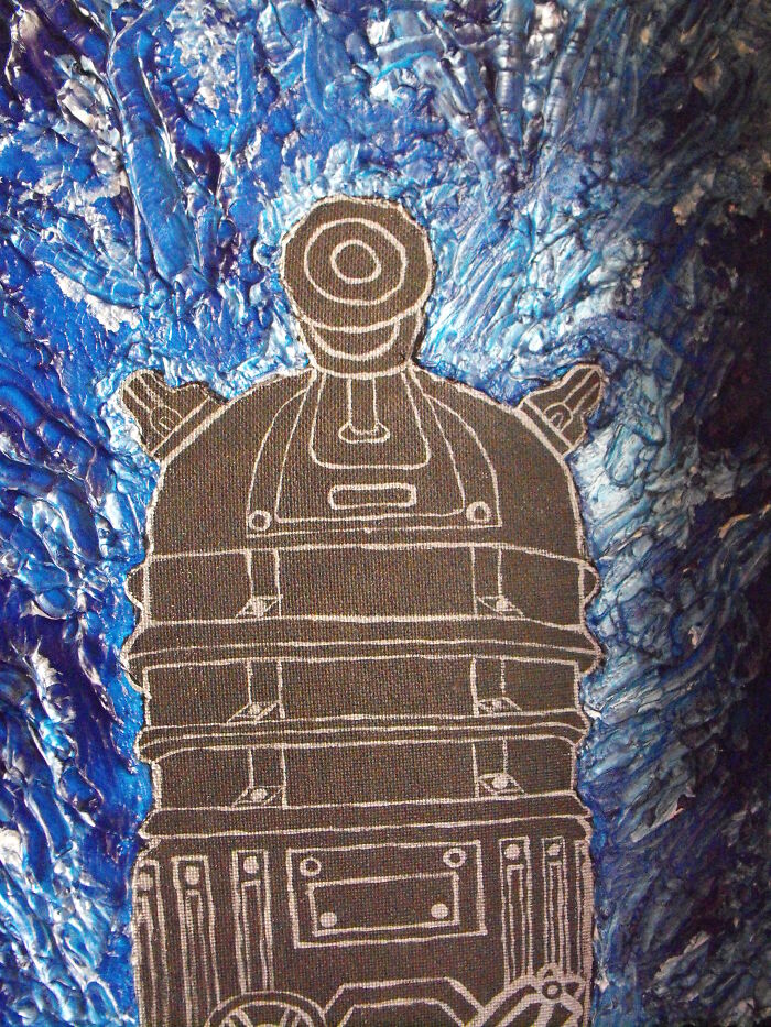 Dalek Painted On Canvas, With Impasto Surround