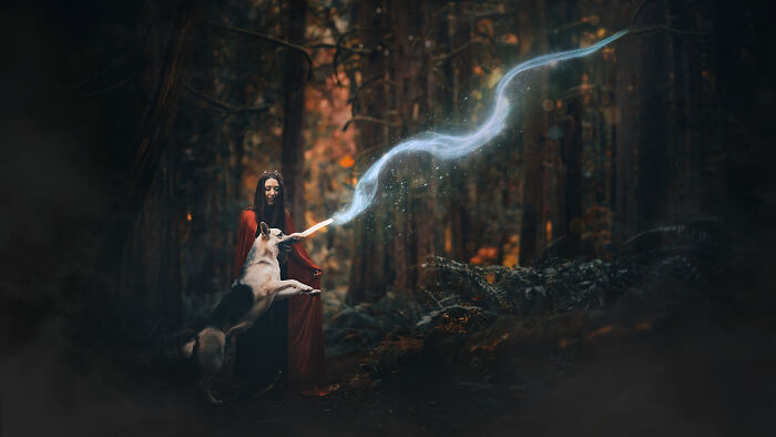 I Photographed A Fairytale-Inspired, Witchy Dog Session Inspired By Red Riding Hood (15 Pics)