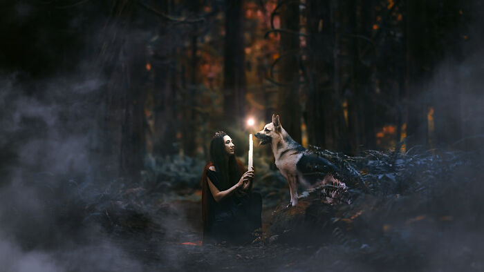 I Photographed A Fairytale-Inspired, Witchy Dog Session Inspired By Red Riding Hood (15 Pics)