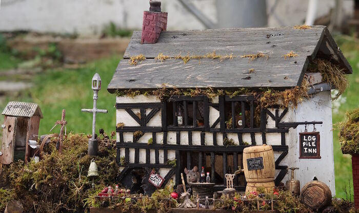 The Village Pub, The Log Pile Inn—you Can Even See One Of The Mice Enjoying A Cold Drink