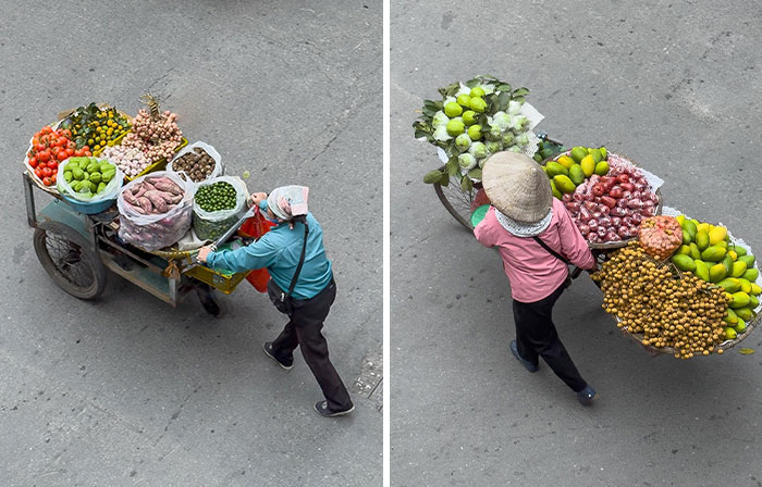 Hanoi From Above: Trung Dong’s Aerial Portraits Of Fruit Sellers (9 Pics)