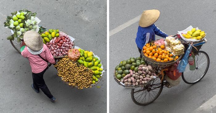 Hanoi From Above: Trung Dong’s Aerial Portraits Of Fruit Sellers (9 Pics)