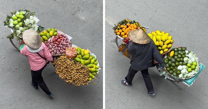 Hanoi From Above: Trung Dong’s Aerial Portraits Of Fruit Sellers (9 Pics)