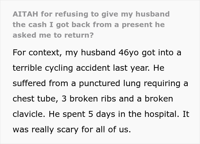 Husband Hates His Gift, Demands To Get Cash Instead: "I Told Him Hell No"