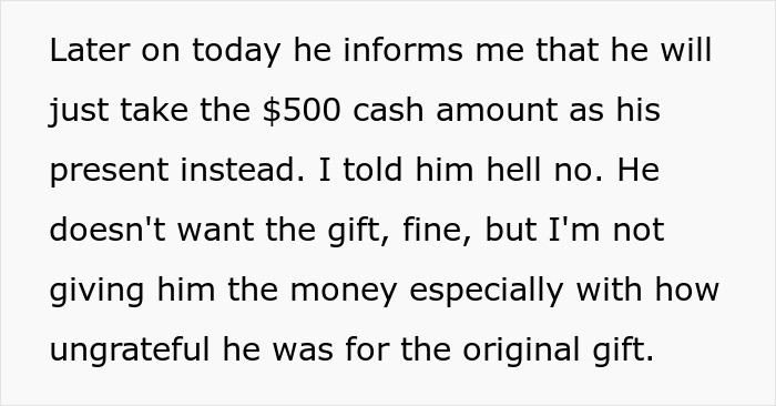 Husband Hates His Gift, Demands To Get Cash Instead: "I Told Him Hell No"