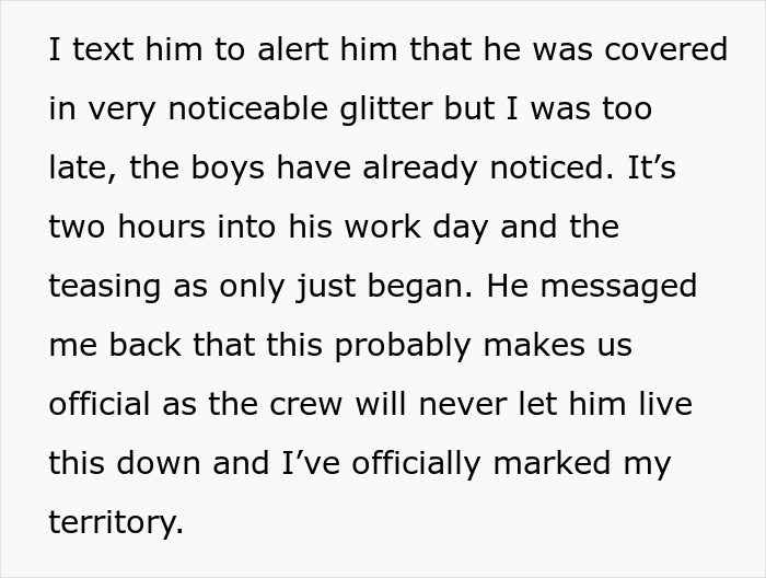 Coworkers Tease Guy Who Comes Into Work Covered In Glitter: "Marked My Territory"