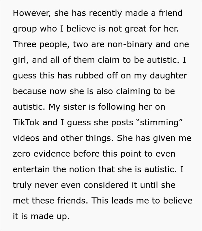 Parent Seeks Advice After Calling Out Daughter In Front Of Her Friends That She Doesn't Have Autism