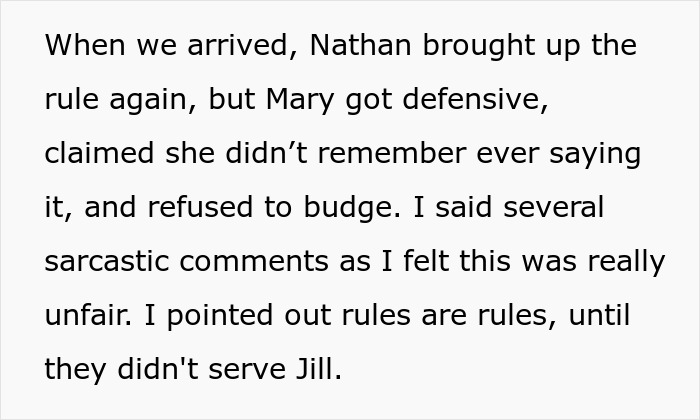 Text describing a family holiday dispute over rules, involving Nathan and Mary.