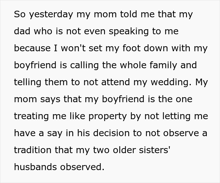 Old-School Parents Skip Daughter's Wedding Over Silly Tradition, She Bans Them From Seeing Her Child