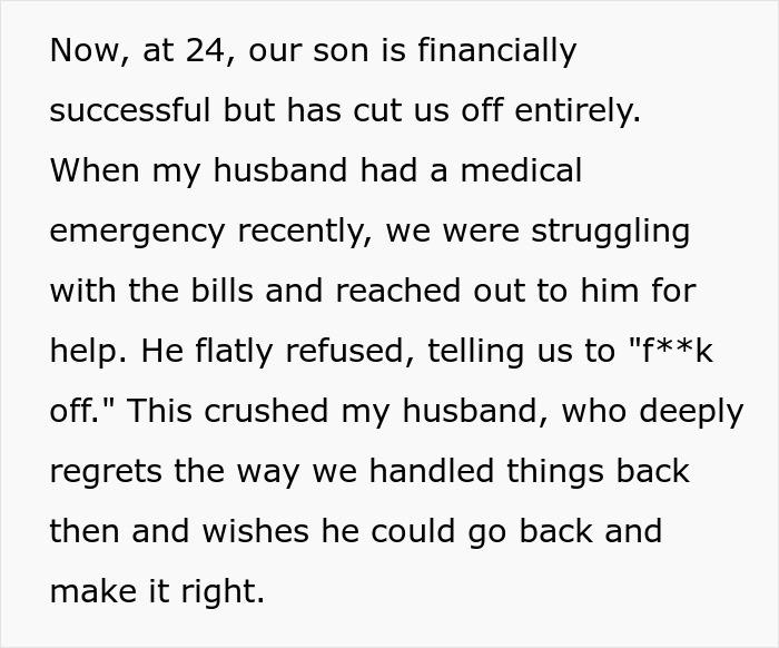 “My Husband Is Heartbroken”: Son Refuses To Pay Dad’s Bills After Harsh Punishment In His Teens