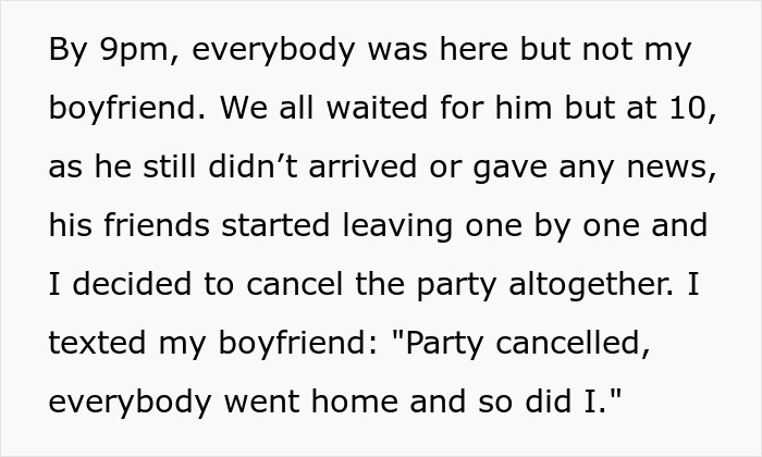 Woman Cancels BF’s Party Because He Was Late, Gets A Text From His Mom