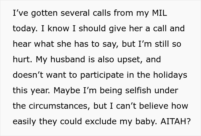 MIL Wants To Protect Daughter From Baby Hype, Asks DIL To Stay Home For Holiday Celebrations