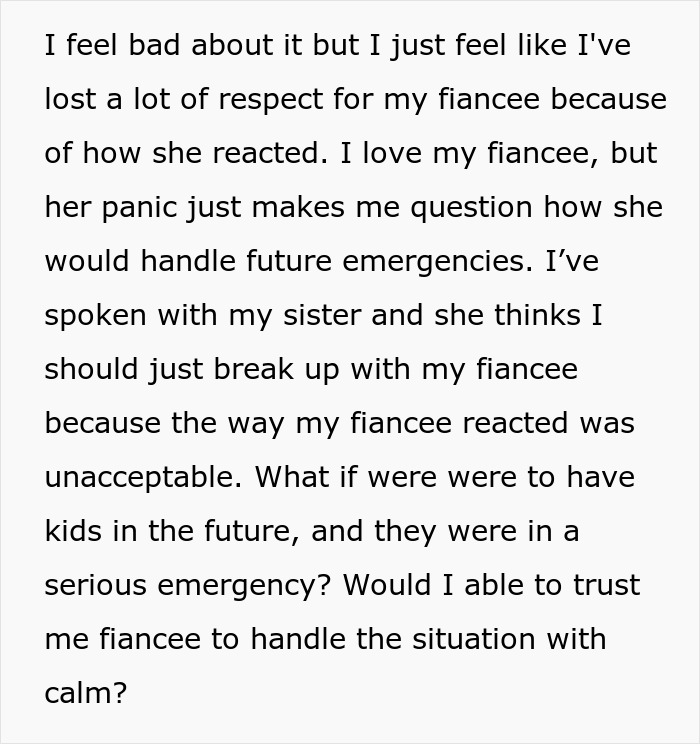 Guy Loses All Respect For Fiancée After Her Reaction To Fire: "Screaming That We're Going To Die"