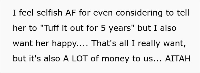 Man Wants Wife To Work At Job She Hates For 5 Years To Possibly Sell Shares Worth $1 Million