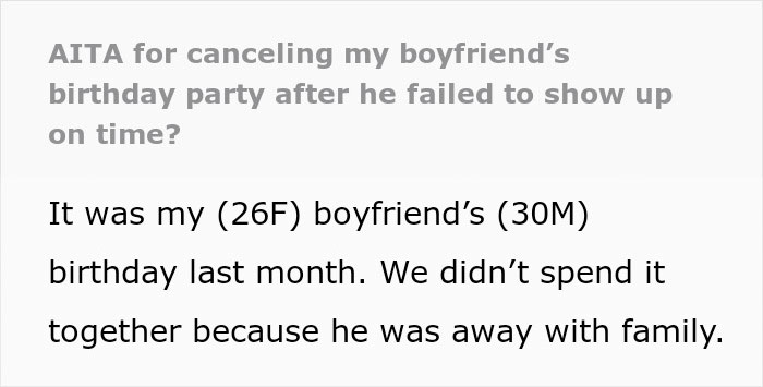 Woman Cancels BF’s Party Because He Was Late, Gets A Text From His Mom