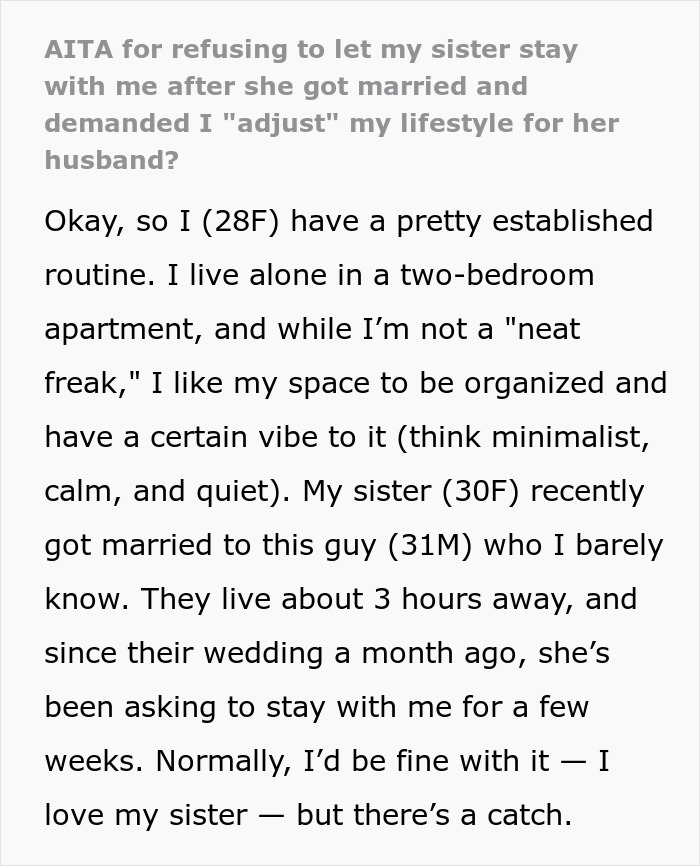 Woman Invites Herself And Husband To Sister’s Home, Expects Her To Make Major Lifestyle Changes