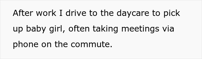 Text about post-work routine including daycare pickup and phone meetings, related to attempted manipulation and called bluff.