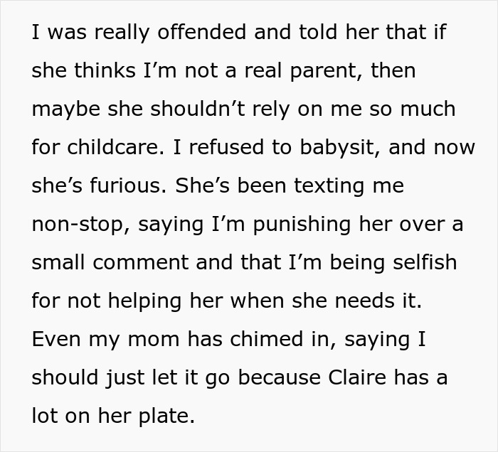 “AITA For Refusing To Babysit My Sister’s Kids After She Said I’m ‘Not A Real Parent’?”