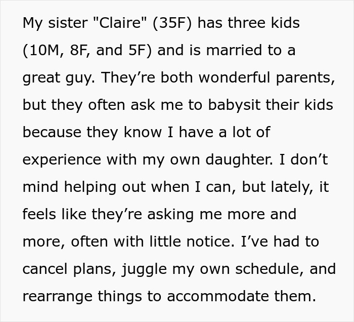 “AITA For Refusing To Babysit My Sister’s Kids After She Said I’m ‘Not A Real Parent’?”