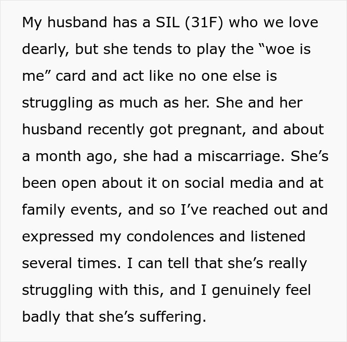 "[Am I The Jerk] For Telling My SIL That I’ve Had 4 Miscarriages When She Said I Didn’t Understand Her Loss?"