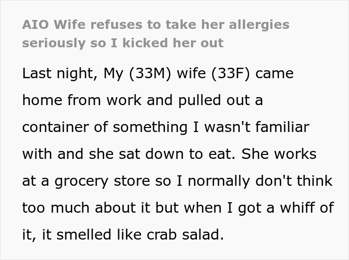 “[Am I Overreacting?] Wife Refuses To Take Her Allergies Seriously, So I Kicked Her Out”