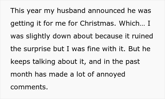 Man Ruins Wife’s Christmas Surprise By Talking About Her Pricey Gift, She Doesn’t Want It Anymore