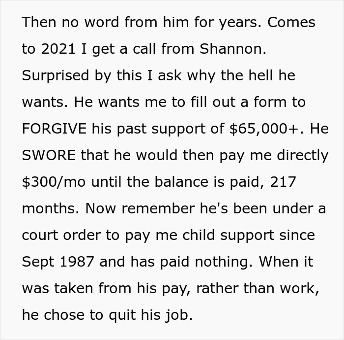 Man Never Paid Child Support, Years Later Begs Ex To Forgive $65K Debt, She Just Laughs At Him