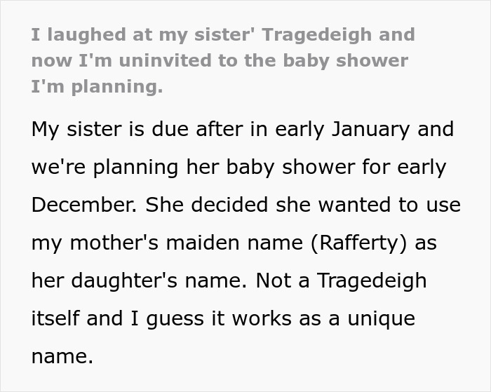 Text conversation about a woman using her mother's maiden name, Rafferty, as a unique baby name.