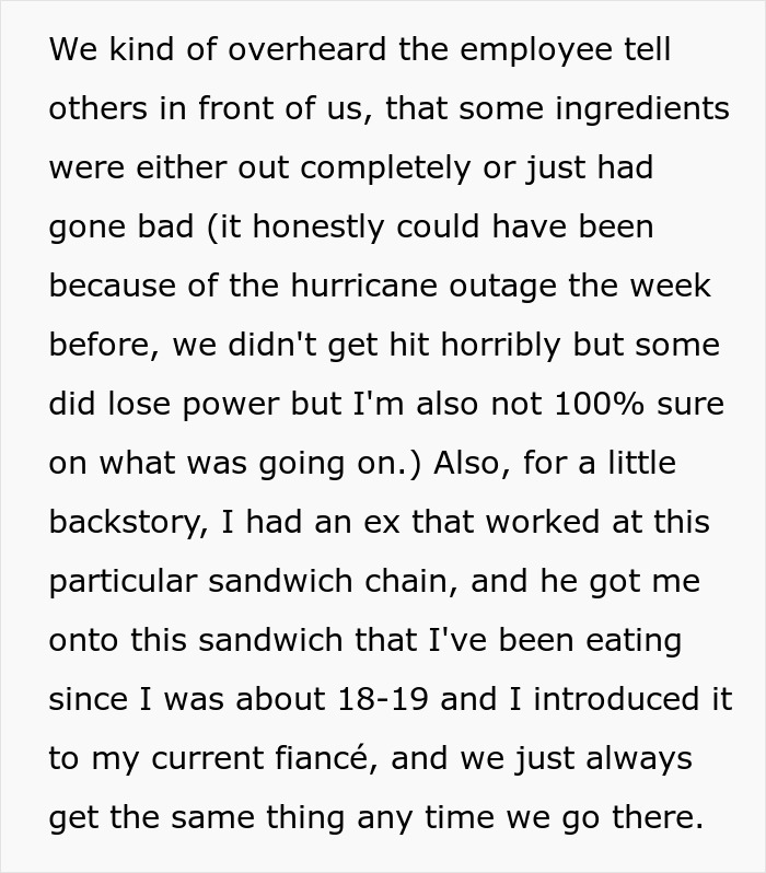 “I Think That I Have To Break Up With My Fiancé After He Embarrassed Me In Public Over A Sandwich”