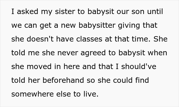 “AITA For Kicking My Sister Out After She Refused To Babysit My Son?”