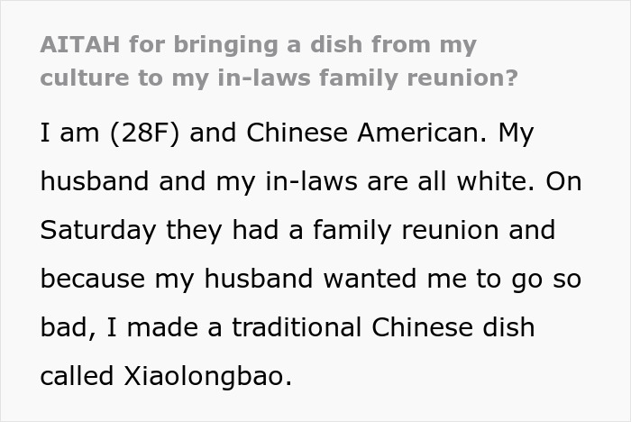 "AITAH For Bringing A Dish From My Culture To My In-Laws’ Family Reunion?”