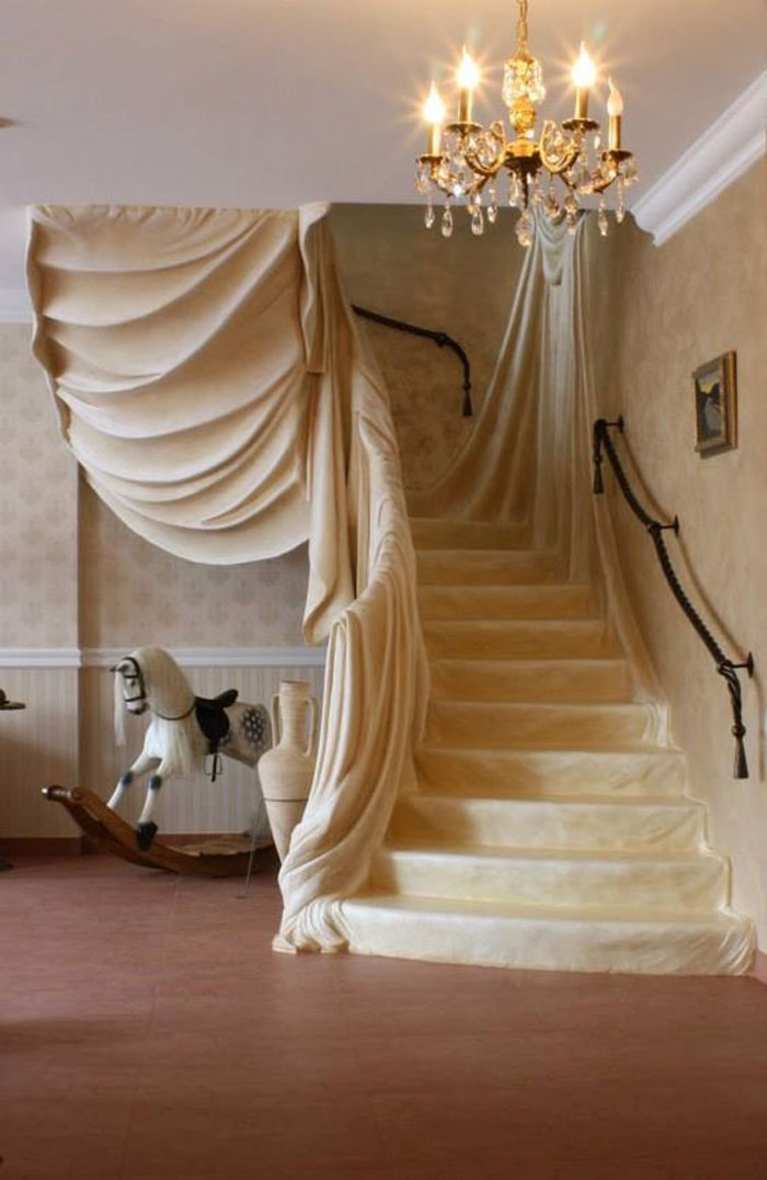 Marble That Looks Like Fabric Staircase Art