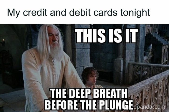 Gandalf with a funny Black Friday meme caption, showing anticipation before shopping.