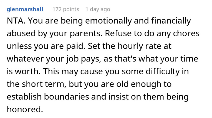 “AITA For Refusing To Babysit When My Parents Asked Because They Wouldn't Pay Me?”