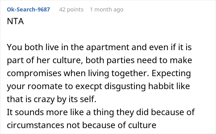 Woman Discovers Roommate’s “Gross” Habit, Gets Accused Of Disrespecting Her Culture