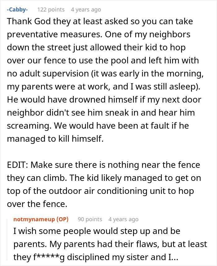 “Neighbour Thinks Her Kids Have The Right To Use My Pool Because [We] Have It ‘All To Ourselves’”