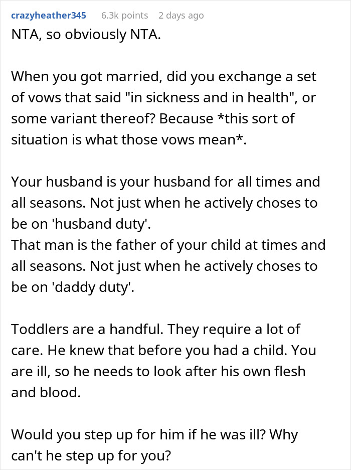 “AITA For Interrupting Husband’s ‘Free Time’ Because I’m Sick?”