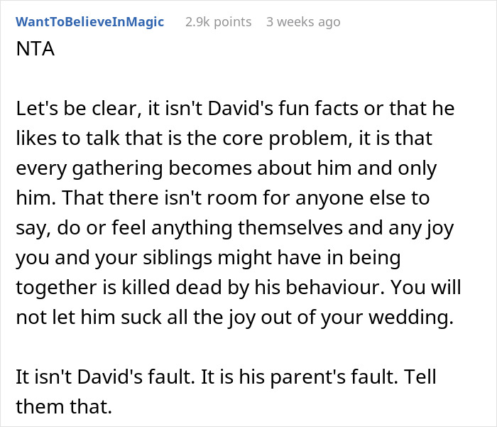 Brother Dominates Every Family Gathering With His ‘Fun Facts’, Gets Excluded From Wedding