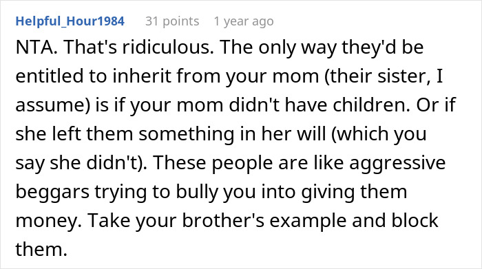 Aunts Feel Entitled To Inheritance: “She Assumed We Would Share”