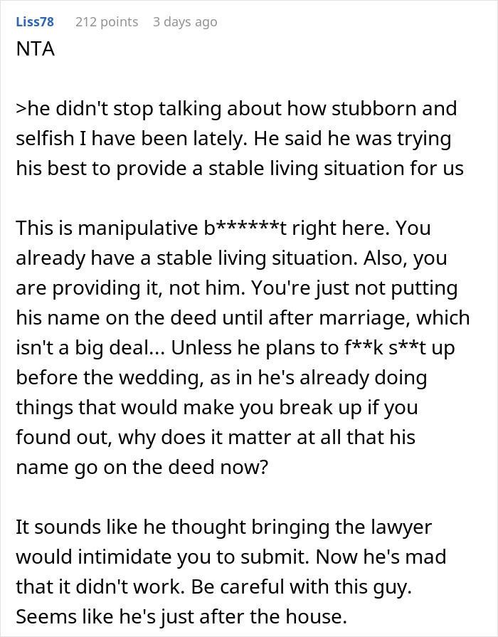 Woman Refuses To Share Ownership Of Her House With Fiancé, He Secretly Calls A Real Estate Lawyer