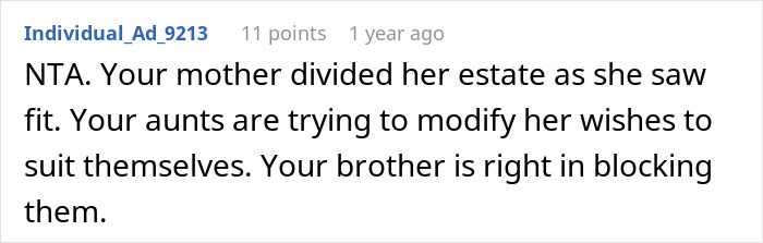 Aunts Feel Entitled To Inheritance: “She Assumed We Would Share”