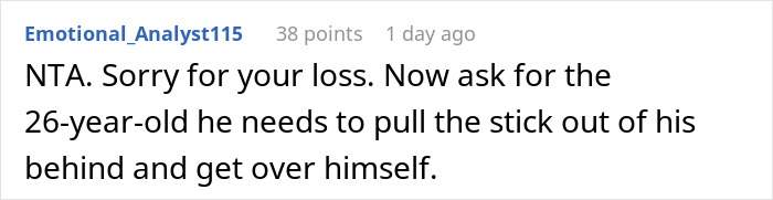 Screenshot of a comment discussing a privileged brother adding a fee to a sister's bill and a response advising self-reflection.