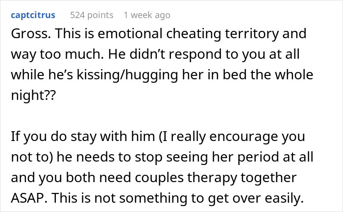 A Reddit comment discussing emotional cheating.