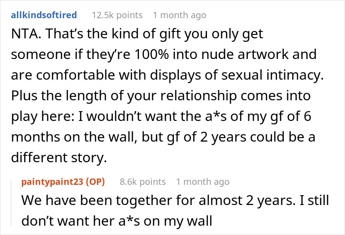 "A Homemade Peace Of Artwork": Guy Hates GF's Birthday Gift, Says It Makes Him Uncomfortable