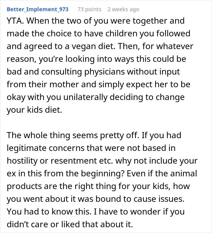 “AITA For Breaking My Children’s Vegan Diet Imposed On Them By My Ex?”