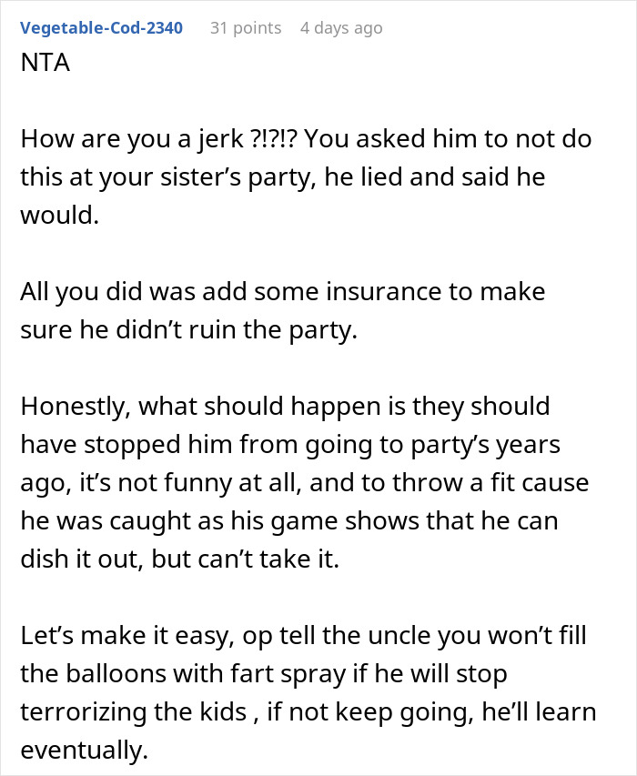 “AITAH For Using Fart Spray To Get My Uncle To Stop With His Cruel Prank?”